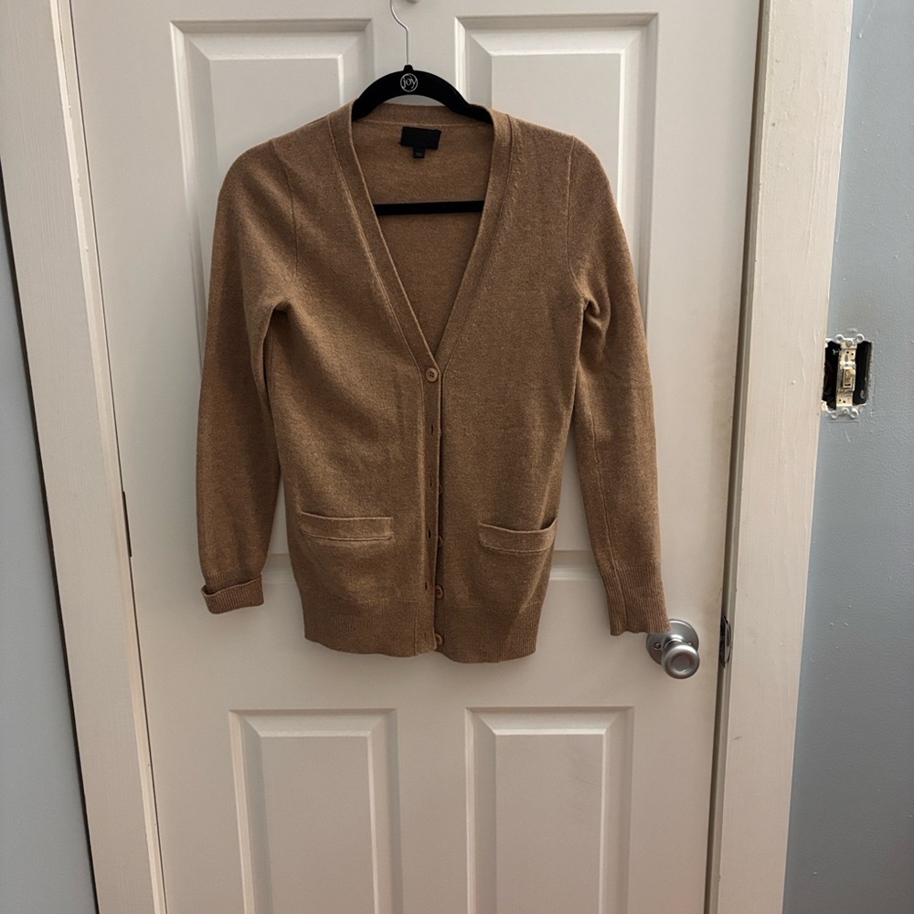 J Crew 100% Italian Cashmere Cardigan in Classic Camel